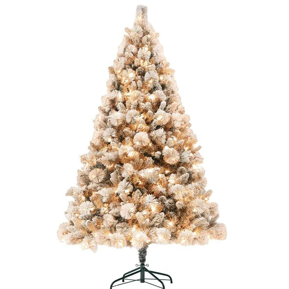 HOMCOM 6.5 Ft Pre-Lit Artificial Christmas Tree With Lights