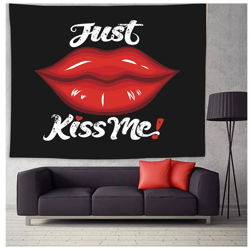 Kiss Tapestry Black White Tapestry Men Women Kissing Lovers Tapestry Aesthetic Tapestry Abstract Tapestry for Bedroom