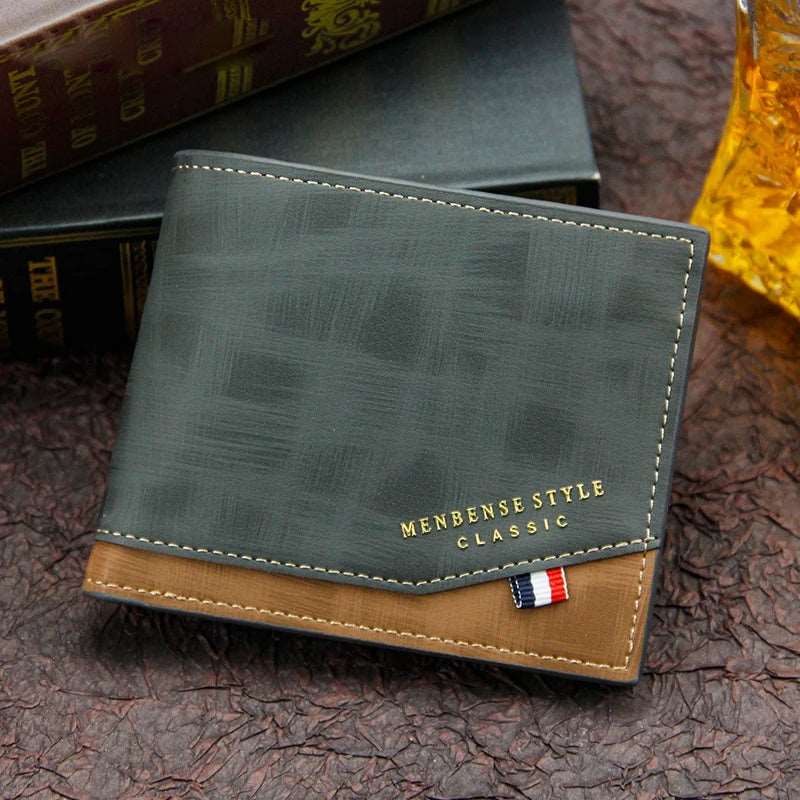 New Hot Stamping Men'S Wallet Vintage Frosted Leather Wallets Large Capacity Multiple Card Slots Purse Coin Credit Card Bag