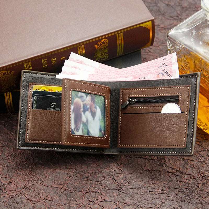 New Hot Stamping Men'S Wallet Vintage Frosted Leather Wallets Large Capacity Multiple Card Slots Purse Coin Credit Card Bag